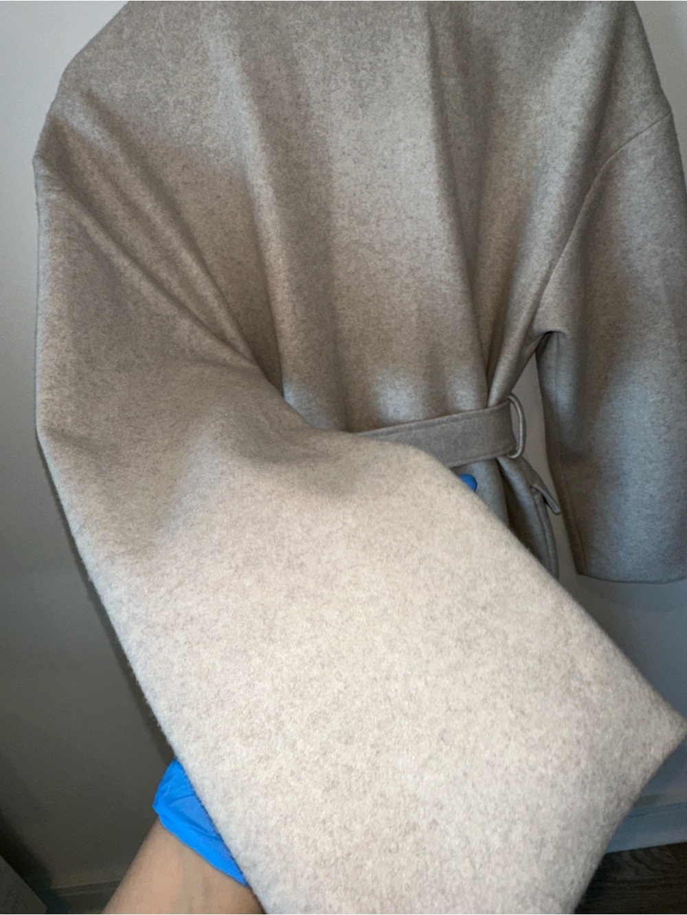 With Black Long Belted Robe Coat - Light Gray - Picture 12 of 16